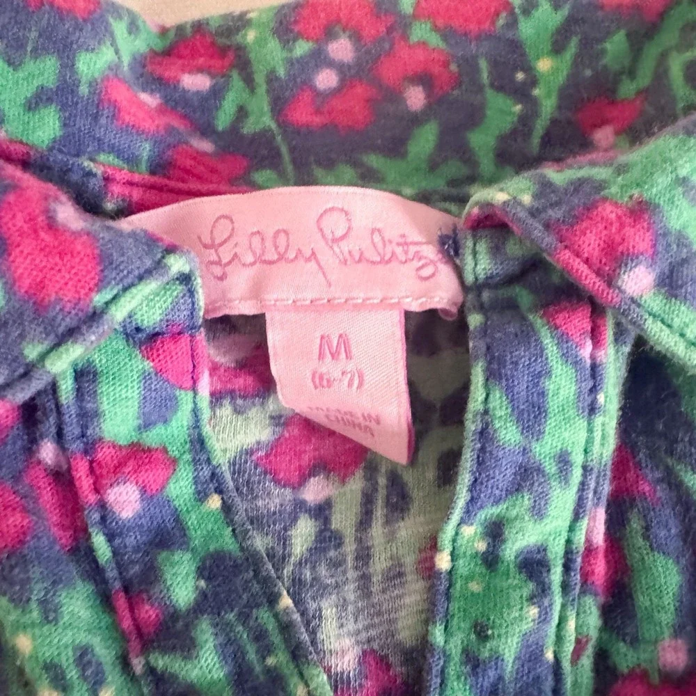 Lilly Pulitzer Girls 6/7 Dress Collared Polo Style Dress Floral
